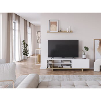 Biely TV stolík v dekore duba 160x44 cm Cequoia – Marckeric – Obrázok 7