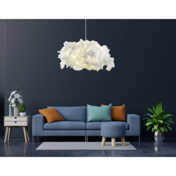Biele závesné svietidlo s textilným tienidlom Serenity – Opviq lights - Image 3