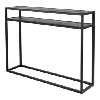 Čierny konzolový stolík s doskou z dubového dreva 30x120 cm Daniël – Spinder Design - Image 2