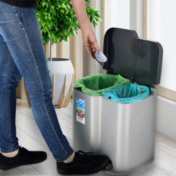 Sivý pedálový odpadkový kôš Curver Duo, 21 l - Image 2