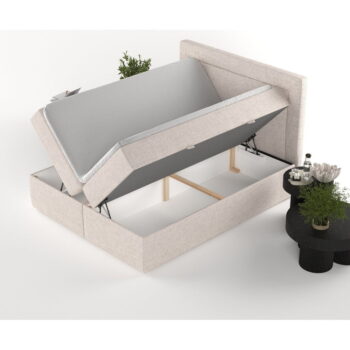 Béžová boxspring posteľ s úložným priestorom 200x200 cm Imagine – Maison de Rêve - Image 7