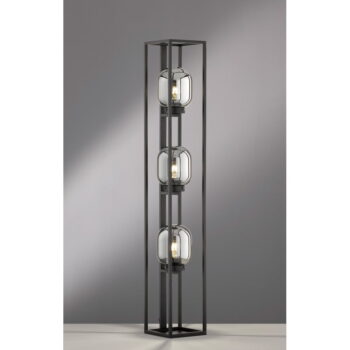 Čierna stojacia lampa so skleneným tienidlom (výška 130 cm) Regi – Fischer & Honsel - Image 3