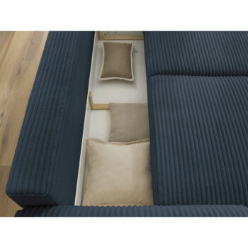 Tmavomodrá menčestrová rozkladacia pohovka 257 cm Lucien – Bobochic Paris - Image 3