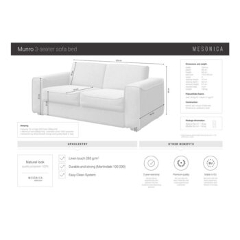 Sivá rozkladacia pohovka MESONICA Munro, 224 cm – Obrázok 4