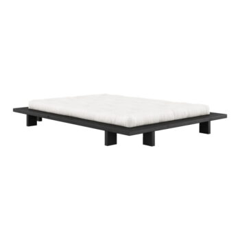 Čierna dvojlôžková posteľ z borovicového dreva s roštom 140x200 cm Japan - Karup Design - Image 3