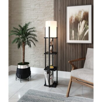 Čierna stojacia lampa (výška 135 cm) Nora – Opviq lights - Image 2