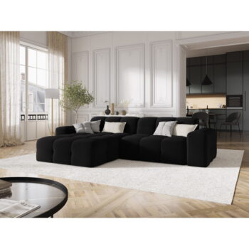 Čierna zamatová rohová pohovka (ľavý roh) Kendal - Micadoni Home - Image 4