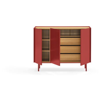 Červená nízka komoda v dekore duba 110x85 cm Arista – Teulat – Obrázok 5