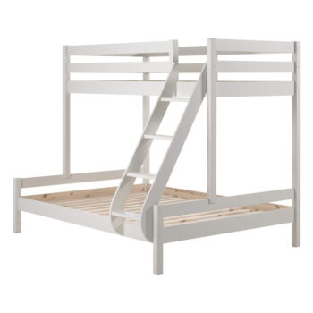 Biela poschodová detská posteľ z borovicového dreva 140x200/90x200 cm Pino Martin – Vipack