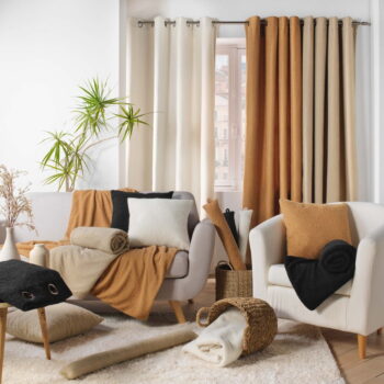 Čierny záves z materiálu buklé 140x240 cm Wooly – douceur d'intérieur - Image 6
