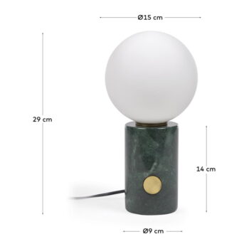 Zelená stolová lampa so skleneným tienidlom (výška 29 cm) Lonela - Kave Home - Image 6