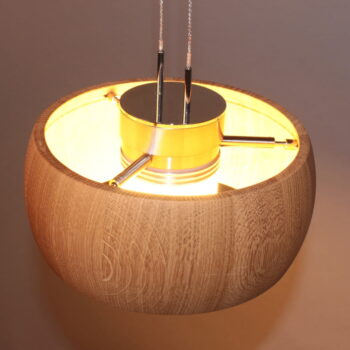 LED stmievateľné závesné svietidlo v čiernej a prírodnej farbe s dreveným tienidlom Shine-wood – Fischer & Honsel - Image 3