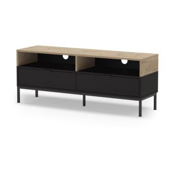 TV stolík v dekore duba v čierno-prírodnej farbe 140x55 cm Marion – Marckeric – Obrázok 3