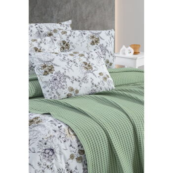 Zelený bavlnený pléd 220x240 cm Waffle – Mila Home – Obrázok 2