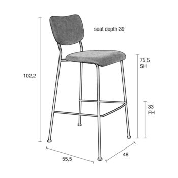 Tmavomodré barové stoličky v súprave 2 ks 102 cm Benson – Zuiver - Image 3