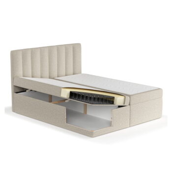 Béžová boxspring posteľ s úložným priestorom 180x200 cm Novento – Maison de Rêve - Image 11