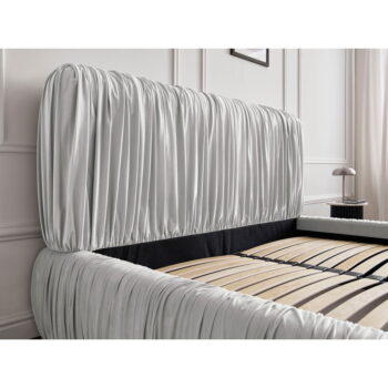 Sivá čalúnená dvojlôžková posteľ s úložným priestorom s roštom 180x200 cm Blair – Bobochic Paris – Obrázok 3