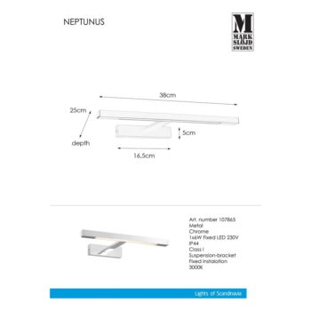 LED nástenné svietidlo v striebornej farbe (dĺžka 38 cm) Neptunus - Markslöjd - Image 2