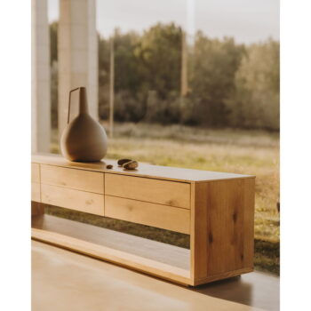 TV stolík v dekore duba v prírodnej farbe 200x51 cm Alguema – Kave Home – Obrázok 3