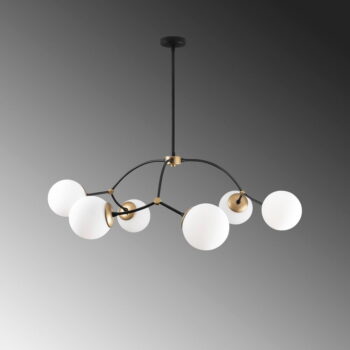 Bielo-čierne závesné svietidlo so skleneným tienidlom ø 90 cm Kromozóm – Opviq lights - Image 4