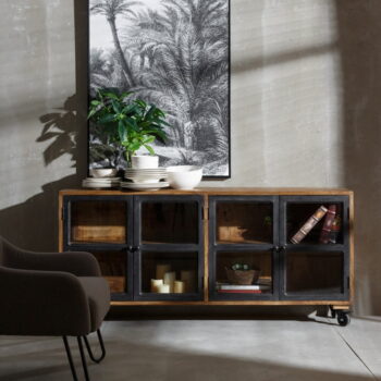 Vitrína z mangového dreva v prírodnej farbe 160x71 cm – Ixia – Obrázok 3