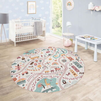 Prateľný detský hrací koberec ø100 cm Furry World – Mila Home - Image 7