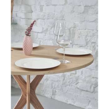 Okrúhly rozkladací jedálenský stôl s doskou v dekore jaseňového dreva 45x90 cm Jubi – Ragaba - Image 5