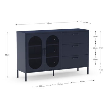 Tmavomodrá komoda 140x90 cm Diora – Marckeric - Image 8
