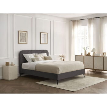 Tmavosivá čalúnená dvojlôžková posteľ s roštom 160x200 cm Prune – Bobochic Paris - Image 11