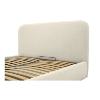 Krémová čalúnená dvojlôžková posteľ s úložným priestorom a roštom 140x200 cm Sea – Scandic – Obrázok 8