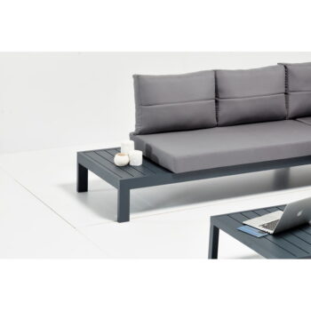 Čierno-sivá hliníková záhradná lounge súprava pre 3 Verona – Floriane Garden – Obrázok 5