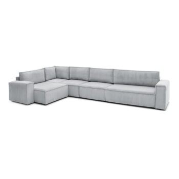 Svetlosivá menčestrová rohová pohovka (ľavý roh) Nihad modular – Bobochic Paris - Image 2