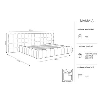 Tmavomodrá čalúnená dvojlôžková posteľ s úložným priestorom a roštom 200x200 cm Mamaia – Micadoni Home - Image 8
