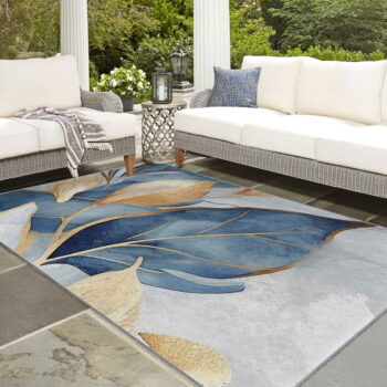 Prateľný koberec v modrej a zlatej farbe 120x180 cm Golden Leaves – Mila Home - Image 8