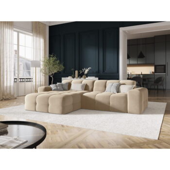 Béžová zamatová rohová pohovka (ľavý roh) Kendal - Micadoni Home - Image 4