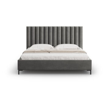 Sivá čalúnená dvojlôžková posteľ s úložným priestorom s roštom 160x200 cm Casey – Mazzini Beds - Image 4