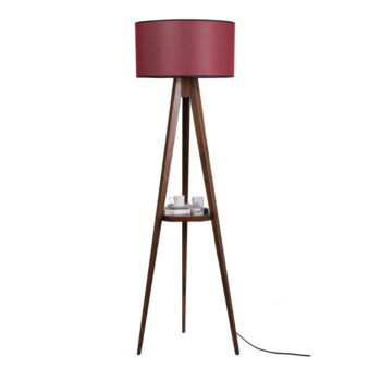 Červeno-hnedá stojacia lampa s textilným tienidlom (výška 153 cm) Sehbalı Tripod – Opviq lights
