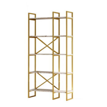 Regál v dekore mramoru v bielej a zlatej farbe 87,5x175 cm Monica – Kalune Design