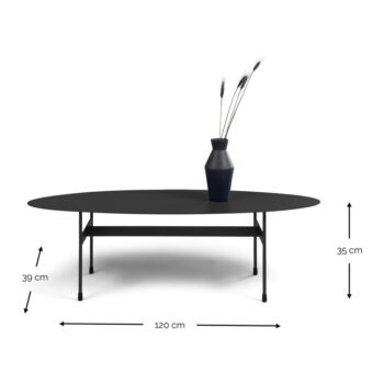 Čierny kovový konferenčný stolík 39x120 cm Mira – Spinder Design - Image 5