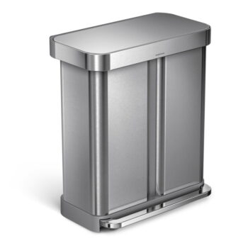 Pedálový odpadkový kôš na triedený odpad z nerezovej ocele 58 l Dual - simplehuman - Image 6