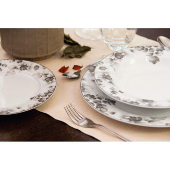 Porcelánový servírovací tanier v bielej a svetlosivej farbe ø 35,5 cm Foliage gray – Villa Altachiara - Image 7