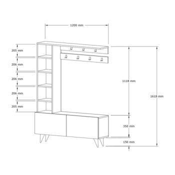Predsieňová zostava v dekore orecha v prírodnej farbe Hale - Kalune Design - Image 4