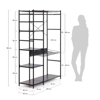 Čierny šatník Kave Home Storn, výška 182 cm - Image 9