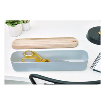 Sivý úložný box s vekom z dreva paulownia iDesign Eco, 9 x 36,5 cm - Image 5