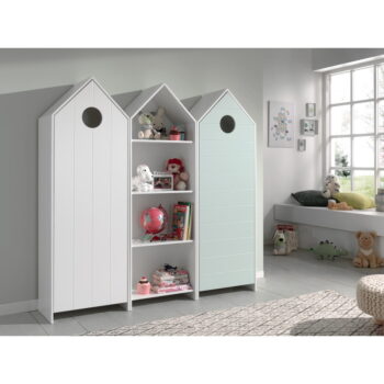 Bielo-svetlomodrá otvorená detská šatníková skriňa 173x171,5 cm CASAMI – Vipack – Obrázok 7