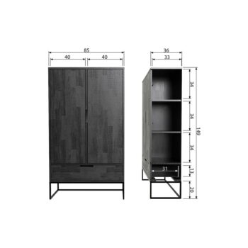 Čierna skrinka z jaseňového dreva 85x149 cm Silas – WOOOD - Image 6