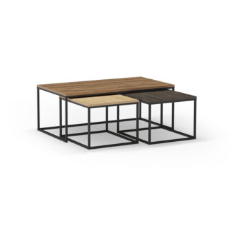 Konferenčné stolíky v súprave 3 ks v prírodnej farbe 60x110 cm Camelia – Marckeric