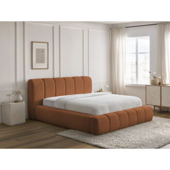 Oranžová čalúnená dvojlôžková posteľ s úložným priestorom s roštom 160x200 cm Denali – Bobochic Paris - Image 6