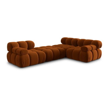 Oranžová zamatová rohová pohovka Bellis – Micadoni Home - Image 7