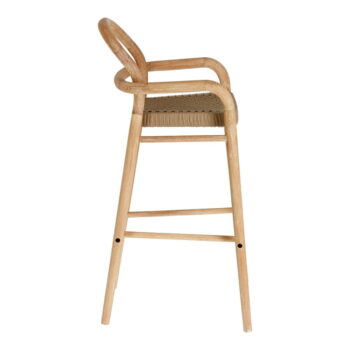 Záhradná barová stolička z eukalyptového dreva s béžovým výpletom Kave Home Sheryl, výška 79 cm - Image 3